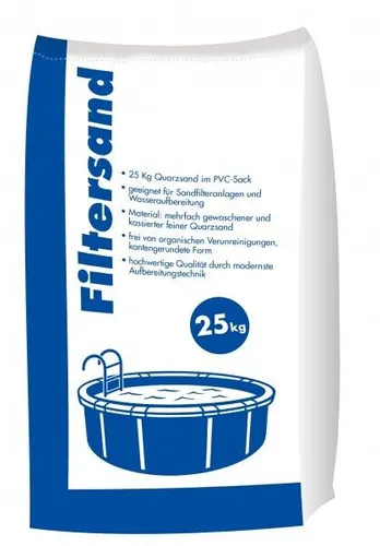 Filtersand 25 kg Sack 0,5 - 1,25 mm Sandfilteranlagen Schwimmbad Teichanlagen