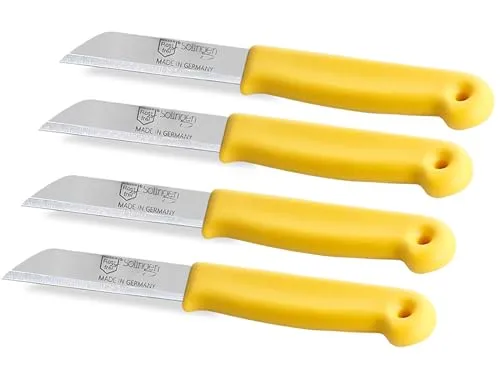 Schälmesser Set aus Solingen Gemüsemesser Allzweckmesser Obstmesser Made in Germany Messer Universal Küchenmesser Edelstahl Rostfrei zum Schneiden von Obst, Gemüse und Fisch (4, Kurz)