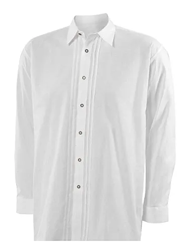 Moschen-Bayern Trachtenhemd Herren Langarm Weiß 43/44 (XL) - Klassisches Trachtenhemd aus 100% Baumwolle, atmungsaktiv und pflegeleicht. Ideal für festliche Anlässe oder die Wiesn. Mit eleganten Biesen und Kentkragen für einen stilvollen Look.