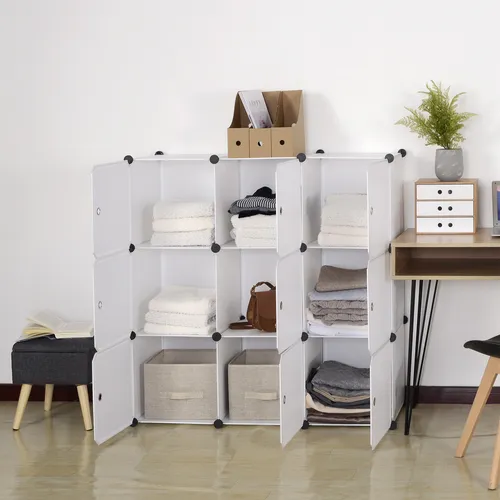 WOLTU Garderobenschrank DIY Kleiderschrank - Bücherregal mit 9 Fächern, platzsparend und vielseitig einsetzbar, ideal für Schuhaufbewahrung oder als Spielzeugkiste.
