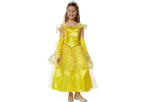 tectake® Mädchenkostüm Prinzessin Belle - Kostüme für Mädchen – Verwandeln Sie Ihr Kind in eine strahlende Märchenprinzessin mit diesem edlen Kleid, ideal für Karneval, Fasching oder Mottopartys!