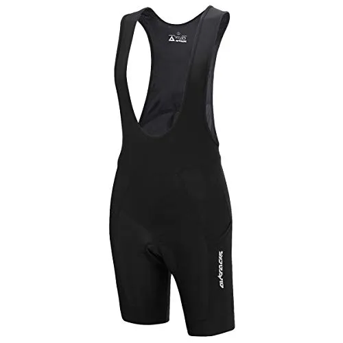 Airtracks Herren Fahrradhose Kurz Trägerhose Radhose mit Trägern Pro BIB Kurze Radlerhose 3D Coolmax Gepolstert Atmungsaktiv Reflektoren S M L XL XXL 3XL 4XL - Schwarz M