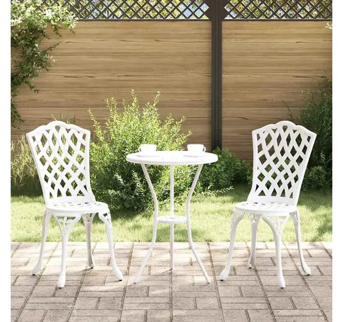 furnicato Garten-Essgruppe Modernes Aluminium-Bistro-Set 53x53x70,5 cm - Stilvolles Aluminium-Bistro-Set in Weiß, ideal für Balkon oder Garten. Wetterfest und langlebig, bietet es Platz für zwei Personen und schafft eine einladende Atmosphäre zum Entspannen und Genießen.