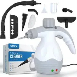 Strex Dampfreiniger Extra Leistungsstark - 1200W 4bar - Dampfreiniger für alle Oberflächen, tötet 99,9 % der Bakterien ab und ist in nur 20 Sekunden einsatzbereit. Ideal für eine gründliche und chemiefreie Reinigung.