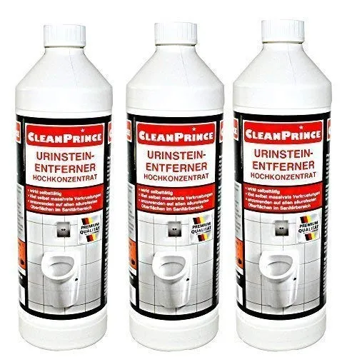 Liter CleanPrince Urinstein Entferner 1000 ml – Effektiver WC Reiniger - Löst mühelos Verkrustungen und Seifenreste auf allen säurefesten Oberflächen. Ideal für Toiletten und Urinale – für strahlende Sauberkeit im Sanitärbereich! Perfekt für den professionellen Einsatz in der Gastronomie.