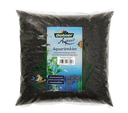 Dehner Aqua Aquarienkies, Glanzkies, Körnung 2 - 3 mm, 5 kg, schwarz