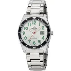 MASTER TIME Funkuhr Super Power Sporty, Armbanduhr, Quarzuhr, Herrenuhr, Datum, Leuchtzeiger, Edelstahlarmband silberfarben