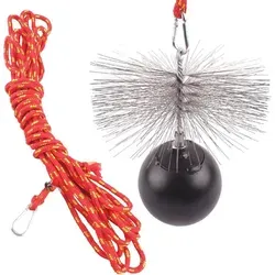 Schornsteinbesen Kaminbesen Set mit Schubstange und 10m Seil