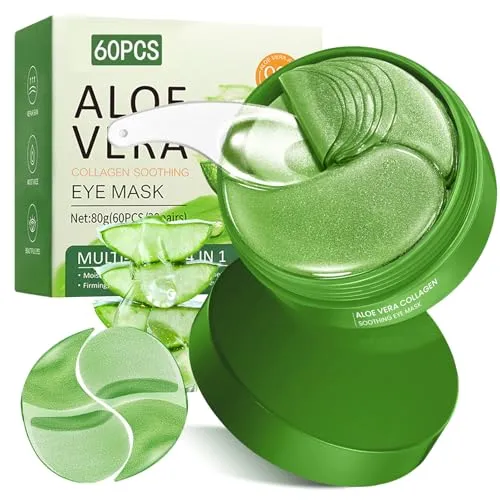 Augenpads 60 Stück, Hydrogel Maske mit Hyaluron, Kollagen & Aloe Vera, Feuchtigkeitspflege für die Augen, Beruhigend und Erfrischend