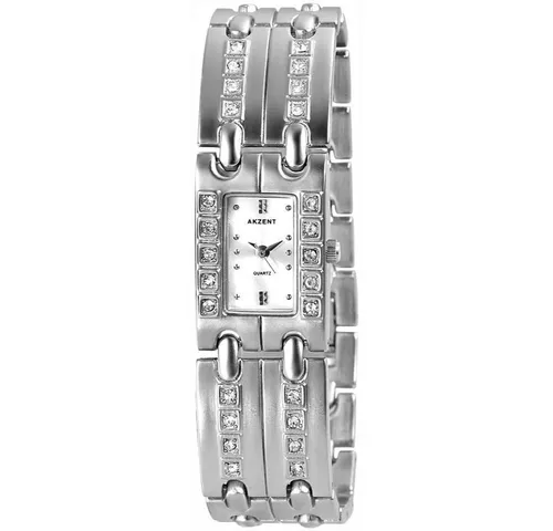 AKZENT Quarzuhr SS7822500002 - Elegante Damenuhr mit Metallarmband - Armbanduhren mit hochwertigem Quarzwerk, 3 ATM wasserdicht und stilvolles Metallarmband mit Crystal-Besatz für einen besonderen Look.