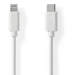 Nedis Lightning Kabel- USB 2.0 | Apple Lightning 8-Pin | USB-CTM Stecker | 480 Mbps | Vernickelt | 1.00 m | Rund | PVC | Weiss | Label