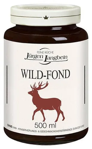 Jürgen Langbein Wild-Fond 500ml - Perfekte Basis für Suppen und Saucen - Haltbare Brühe & Bratensaucen, gluten- und laktosefrei, ideal für aromatische Suppen und Saucen, hergestellt in Deutschland.