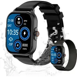 Herren’s und Damen's IP67 Wasserdicht Fitness-Tracker 2.01 Zoll Smartwatch mit Herzfrequenzsensor, SpO2, Schrittzähler 15 Sportmodi & GPS Fitnes... - Schwarz