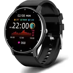 TPFNet Smartwatch mit Silikon Armband - individuelles Display - Smart Watch Armbanduhr - Modell SW1 - Schwarz - Schwarz