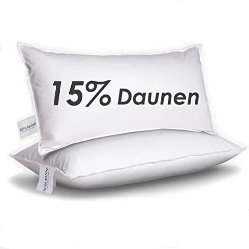 BEFA NATUR Made in Germany Feder/Daunenkissen 40x80 cm aus 15% Daunen und 85% Federn, Allergiker geeignet (Nomite), Öko-Text 100 Klasse 1 Zertifiziert, EN Standart 12934, Downpass (2 Stück)
