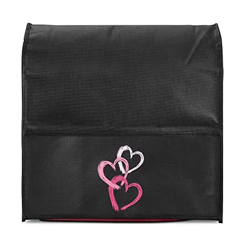 kwmobile Hülle kompatibel mit KitchenAid 4,3-4,8 liter - mit 3 Fächern - Küchenmaschine Staubschutz Abdeckhaube in Altrosa Rosa Schwarz Pinsel Herzen