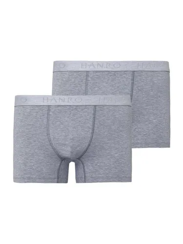 HANRO Herren Cotton Essentials Pants 2Pack Hipster - Grau (Light Melange 1961) - Retroshorts für Herren im praktischen Doppelpack, aus hochwertiger Baumwolle und Elasthan für optimalen Tragekomfort und Passform.