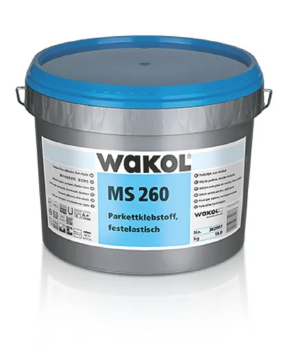 Wakol MS 260 Parkettklebstoff - 18 kg, festelastisch für langlebige Bodenbeläge - Kleber & Mörtel für Fußböden, ideal für flexible Verklebungen und hohe Stabilität