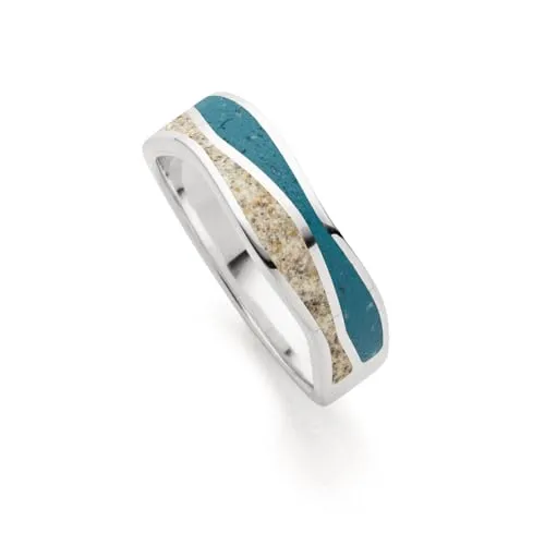 DUR Schmuck Ring WELLE Strandsand/Steinsand, Silber 925/- rhodiniert (R5848) R5848.54