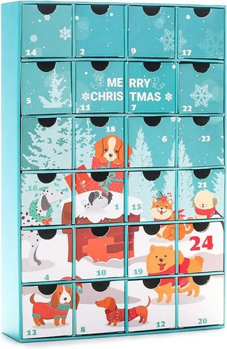 BRUBAKER befüllbarer Adventskalender DIY für Hunde - Adventskalender zum Befüllen für Hunde, ideal für 24 Leckerlis und Überraschungen. Perfekt für eine besinnliche Weihnachtszeit mit Ihrem Vierbeiner!