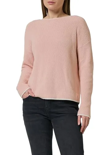 comma Strickpullover - Damenpullover mit U-Boot-Ausschnitt und Rippstruktur, perfekt für einen eleganten Look in der kalten Jahreszeit.