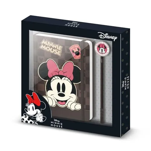 Disney Minnie Maus Journey-Geschenkbox mit Tagebuch und Fashion Kugelschreiber, Braun