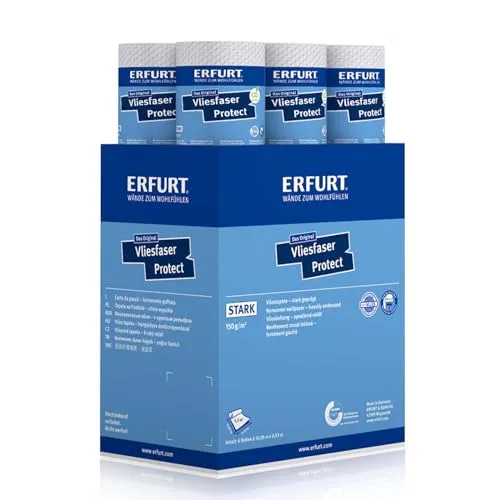 ERFURT Vliestapete VLIESFASER PROTECT 211 - Tapete mit symmetrischer Struktur, 100% Vlies, ideal für Wand und Decke, bietet sehr gute Untergrundabdeckung und hohe Brandschutzklasse.