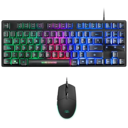 Mars Gaming MCPTKLES, RGB Combo Tastatur & Maus 3200DPI, TKL Design, Spanische Sprache