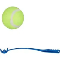Relaxdays Ballschleuder für Hunde 2er Set Kunststoff Blau und Grün 49 cm und 36,5 cm