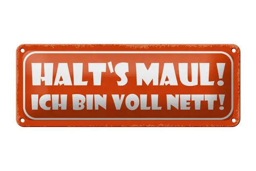 Femer GmbH Metallschild Spruch 27x10cm halt`s Maul ich bin voll nett, (1 St), gewölbte Oberfläche, abgerundete Ecken, umgeschlagene Kanten