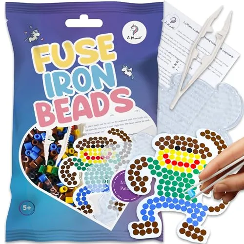 La Manuli Bügelperlen Affe mit Stiftplatte, Pinzette, Bügelpapier, 5mm Steckperlen