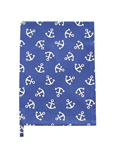 Krasilnikoff - Geschirrtuch, Trockentuch, Küchentuch - Anker - blau, weiß - Baumwolle - 70 x 50 cm