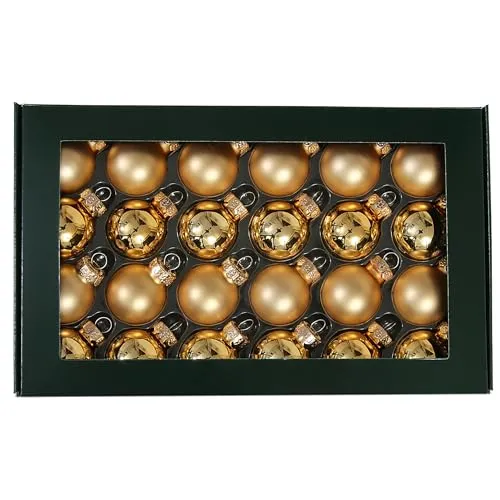 Kleine Baumkugeln aus Glas Ø 2 cm/2,5 cm/3 cm - Christbaumkugeln Baumschmuck Christbaumschmuck Weihnachtsbaumschmuck Weihnachtsbaumkugeln (Gold (Matt + Glanz) 24 Stück, 2,5 cm)