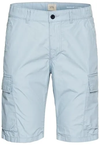 camel active Herren Cargo Shorts Regular Fit Hellblau - Herren-Shorts mit Regular Fit und seitlichen Cargotaschen, ideal für Freizeitaktivitäten und bequemes Tragen.