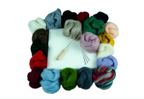 maDDma Märchenwolle-Set mit 20 Farben und Filz-Zubehör - Kreatives Bastelset für Filzprojekte: 20 Knäuel hochwertige Märchenwolle in verschiedenen Farben, inklusive Filzunterlage und Nadeln. Ideal für Anfänger und Profis, um bezaubernde Figuren und Deko zu gestalten!