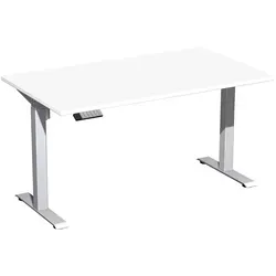 Höhenverstellbarer Elektro-Hubtisch 140x80 cm in Weiß/Silber