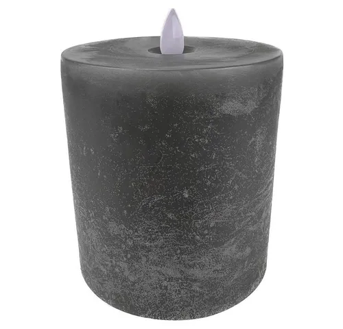 SOMPEX LED-Kerze Sompex Flame flach Echtwachs LED Kerze, grau, 10 x 11 cm (Kerze), integrierter Timer, Echtwachs