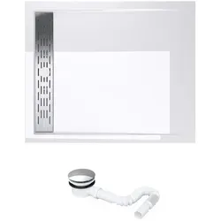 Mai & Mai Duschwanne Duschtasse Acrylwanne Duschboard Höhe: 5cm Xetro04W, Rechteckig+AL01 Rechteckig+AL01 | 80 cm x 5 cm x 90 cm