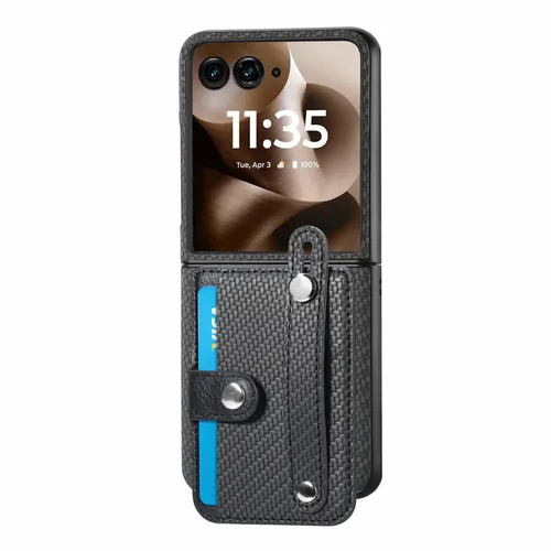 Wallet Hülle für Motorola Razr 60 Ultra Kunstleder mit Handschlaufe Schwarz