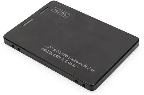 DIGITUS 2,5 Zoll SATA Festplattenadapter für M.2 oder mSATA-SSDs - M.2 Modultyp 2280, 2260, 2242, 2230 mit B-Key oder B+M-Key - mSATA Fullsize - SATA III - 6 Gbit/s - Schwarz