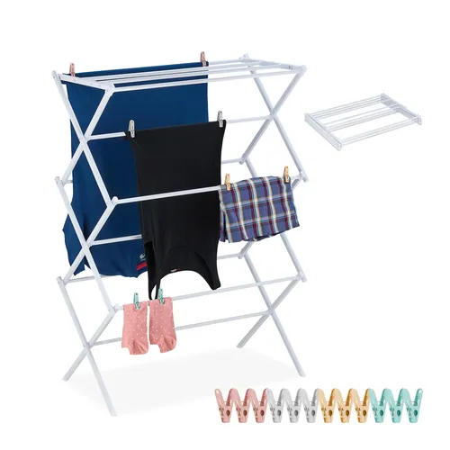 relaxdays Klappbarer Wäscheständer, Weiß