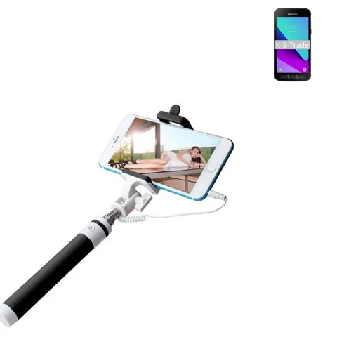 Selfie Stick für Samsung Galaxy Xcover 4 m. Kabel schwarz Monopod Selfiestick F