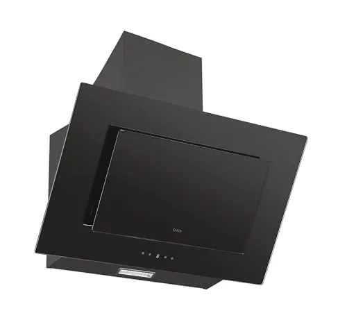 Candy CDG6BG Dekorative Dunstabzugshaube, 60 cm, 3 Leistungsstufen, 65 W, 303,2 M3/H, optionaler Kohlefilter, Aluminium-Panel, LED-Beleuchtung, 63 dB, Schwarz