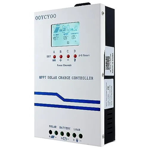 OOYCYOO MPPT 60A Solarladeregler 48V 36V 24V 12V Auto Max 160V DC Eingangssolarregler mit LCD Display , Funktioniert für Sealed, Gel, Flooded und Lithium.