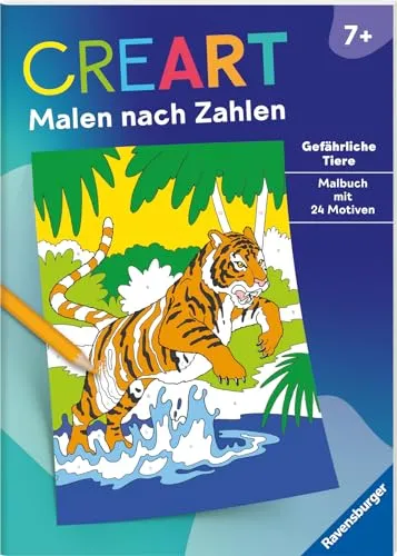 Produktbild Ravensburger CreArt Malen nach Zahlen ab 7: Gefährliche Tiere, Malbuch, 24 Motive