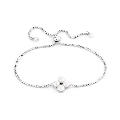 Tamaris Armband TJ-0514-B-23 Silber - Elegantes Damenarmband aus poliertem Edelstahl mit floralen Glasperlen-Anhänger. Mit einem praktischen Zugverschluss und einer Länge von 23 cm ist es das perfekte Geschenk für besondere Anlässe.