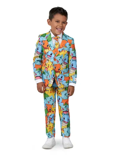 Boys Pokémon Kostüm Anzug für Karneval und Halloween - Knallbunter Anzug in türkis für Kinder (Größe 92-98), aus 100% Polyester. Ideal für aufregende Kostümpartys und kreative Verkleidungen.