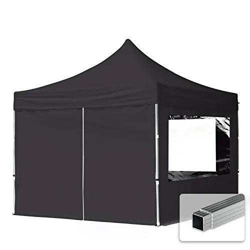 TOOLPORT 3x3m Aluminium Faltpavillon mit 4 Seitenteilen in schwarz von Toolport