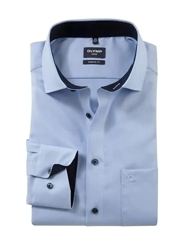 Produktbild OLYMP Herren Oberhemd Langarm Luxor, Natté, modern fit, hellblau