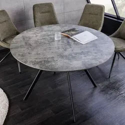 riess-ambiente Esstisch ATELIER 100cm - Modernes Beton-Design für 2 Personen - Runder Esstisch im angesagten Beton-Look, ideal für kleine Räume. Stabiler, pflegeleichter Tisch mit schwarzem Metallgestell – perfekt für Küche, Esszimmer oder Büro.